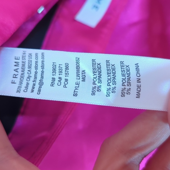 Frame Relaxed Straight Cargo High Waist in Magenta Satin Pockets sz 6 - Picture 9 of 13